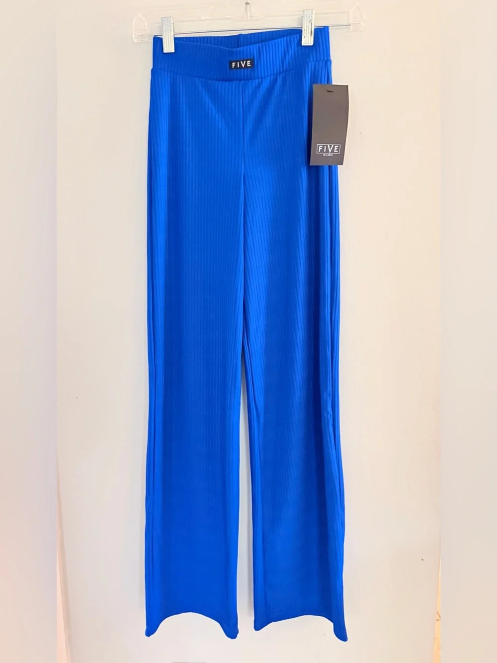 Five Dancewear Colorblock Royal Blue Ribbed Wide Leg Pants
